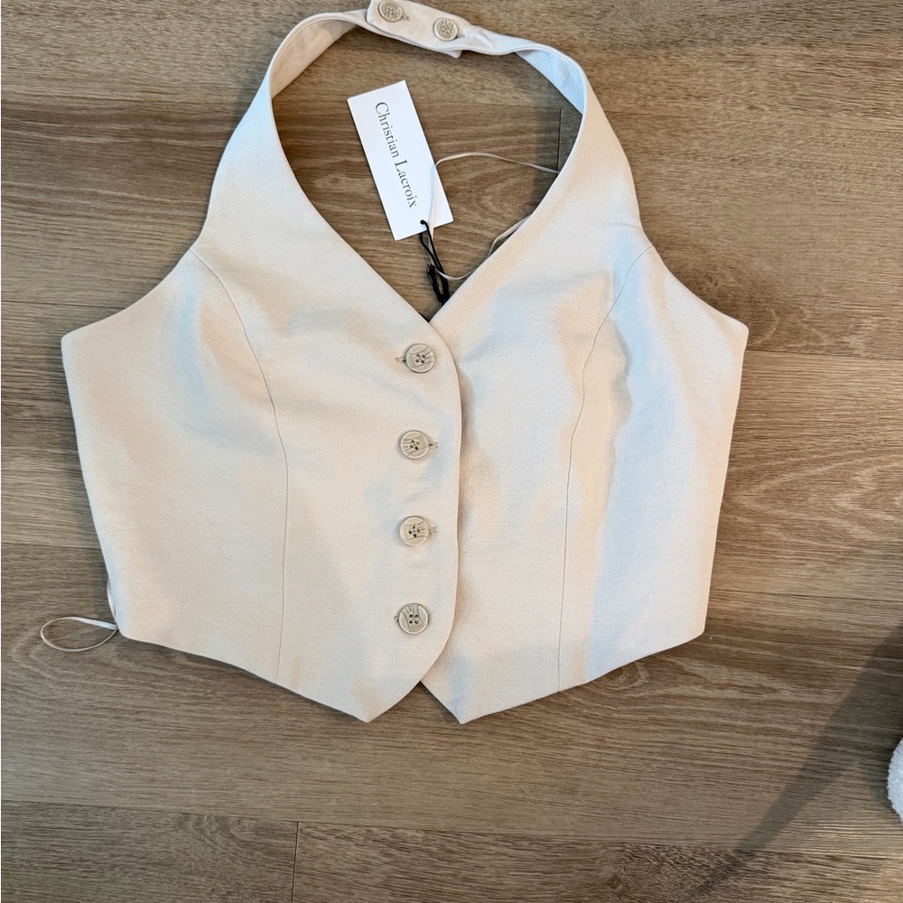 Christian Lacroix Women's Halter Neck Blazer Vest cream color